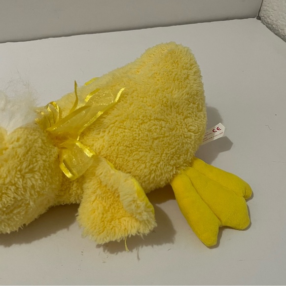 New Concepts Laying Down Yellow Duck Plush 11" Stuffed Animal Toy Bow - Picture 5 of 11